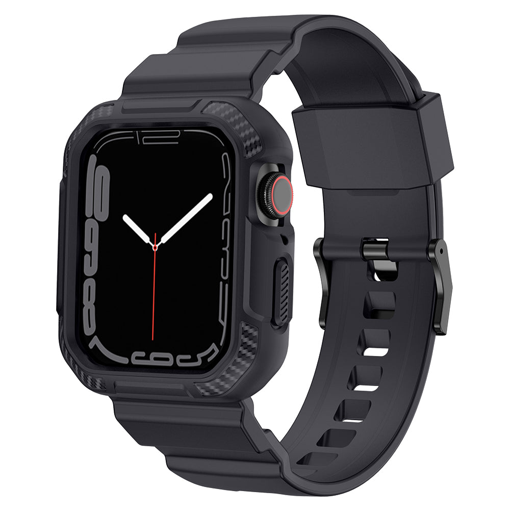 For Apple Watch Series 9 8 7 45mm / 6 5 4 SE SE (2022) SE (2023) 44mm / 3 2 1 42mm TPU Band with Watch Case - Dark Grey For Apple Watch Series 9 8 7 45mm / 6 5 4 SE SE (2022) SE (2023) 44mm / 3 2 1 42mm TPU Band with Watch Case - Dark Grey